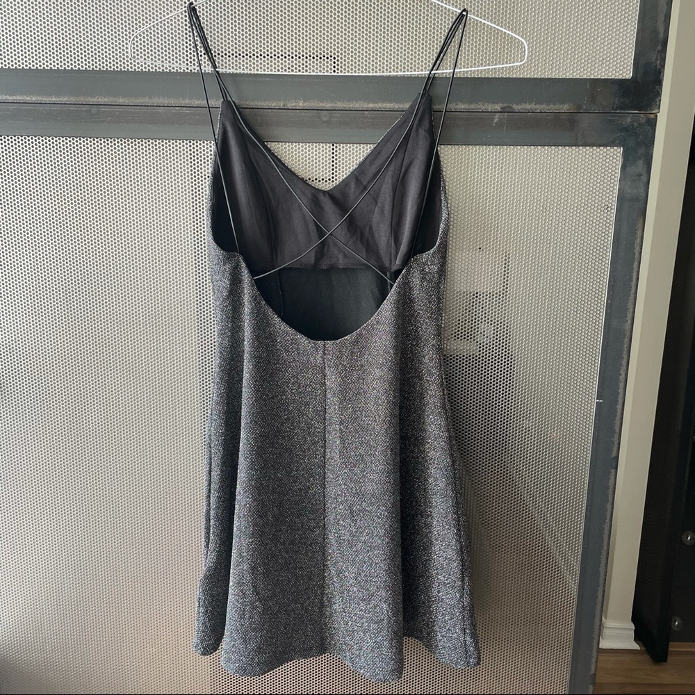Black and silver mini dress